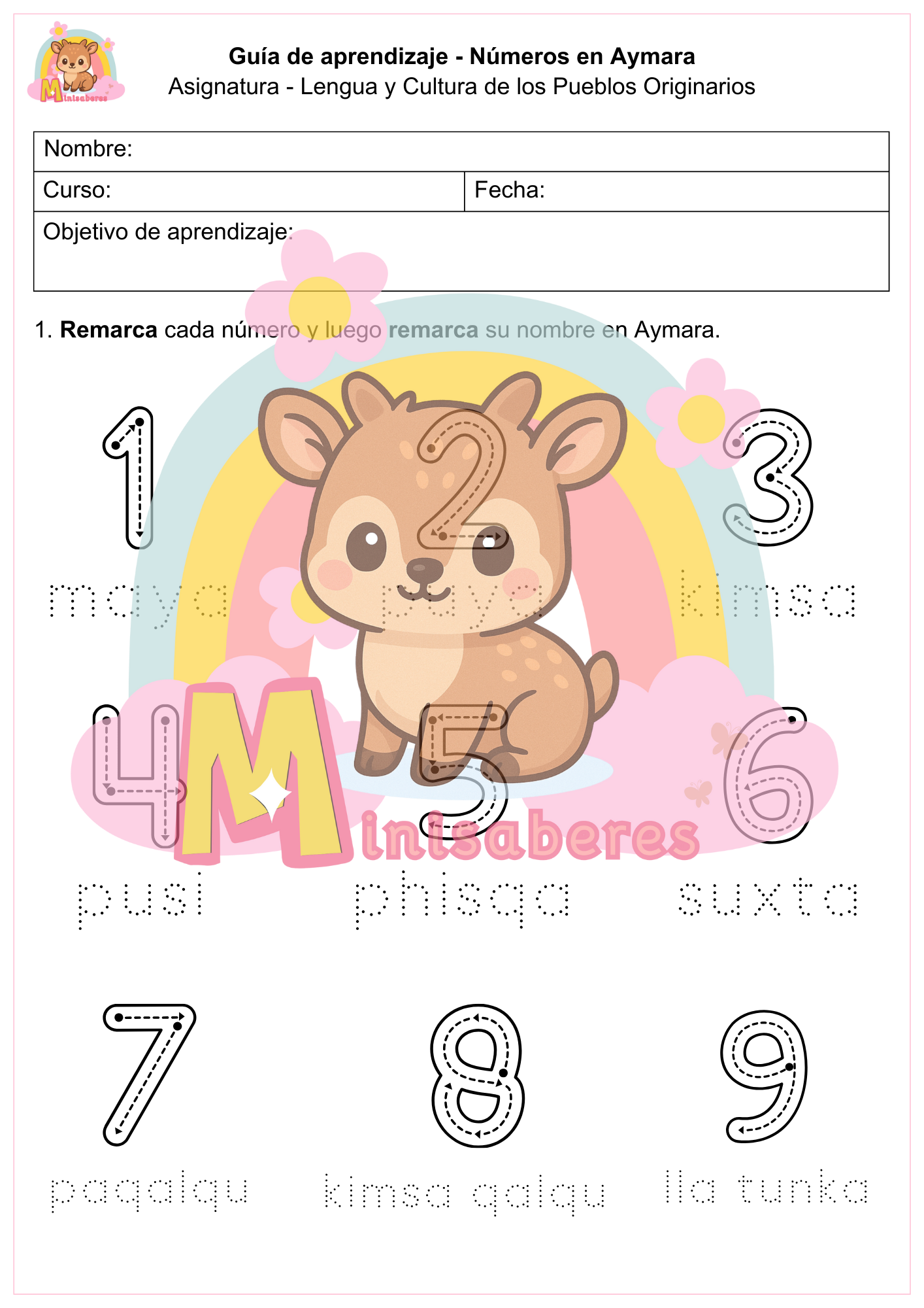 Guía "Números en Aymara" - LCPOA (Aymara)