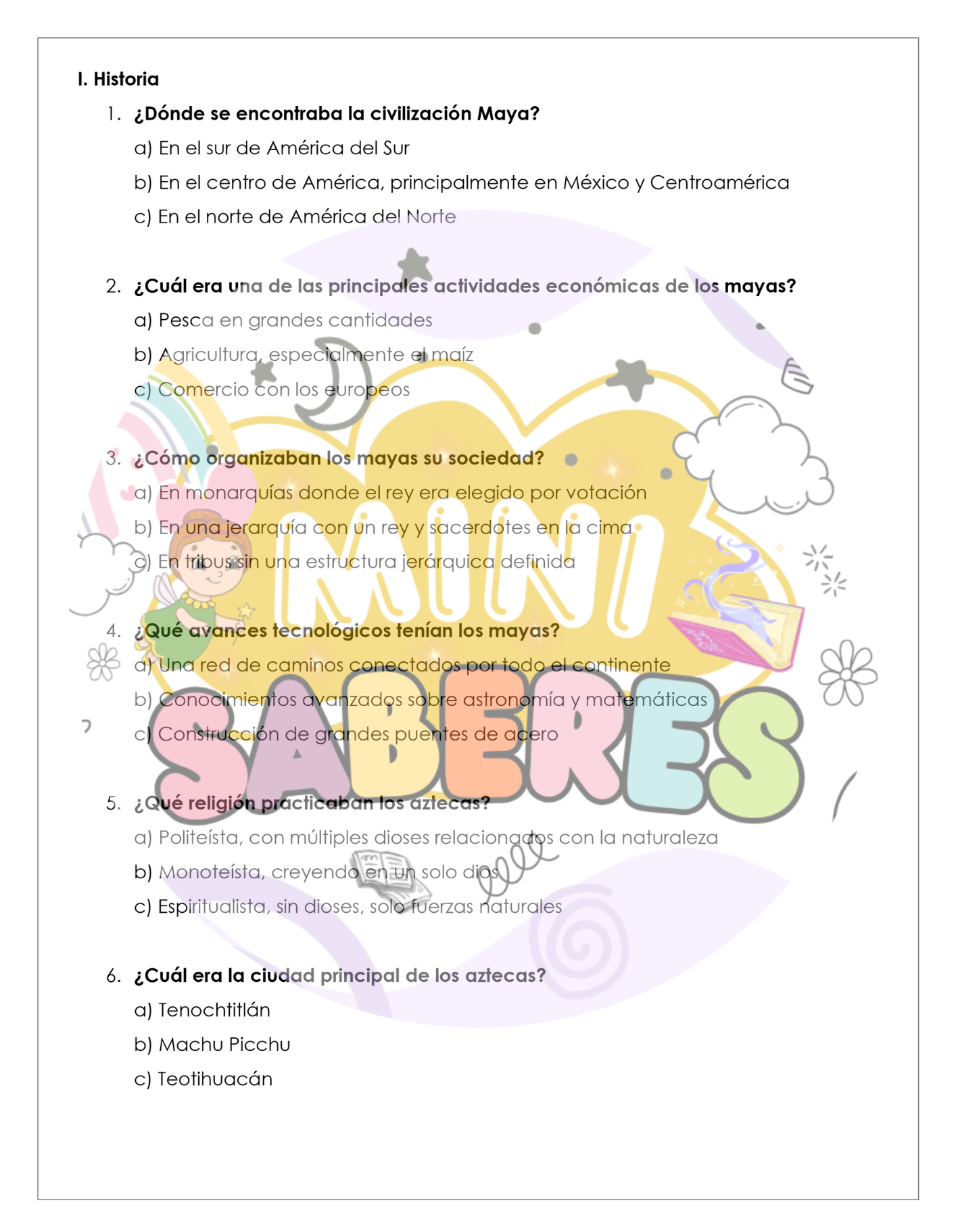 Evaluación Diagnóstica - Historia, Geografía y CCSS (HIST) 5° básico