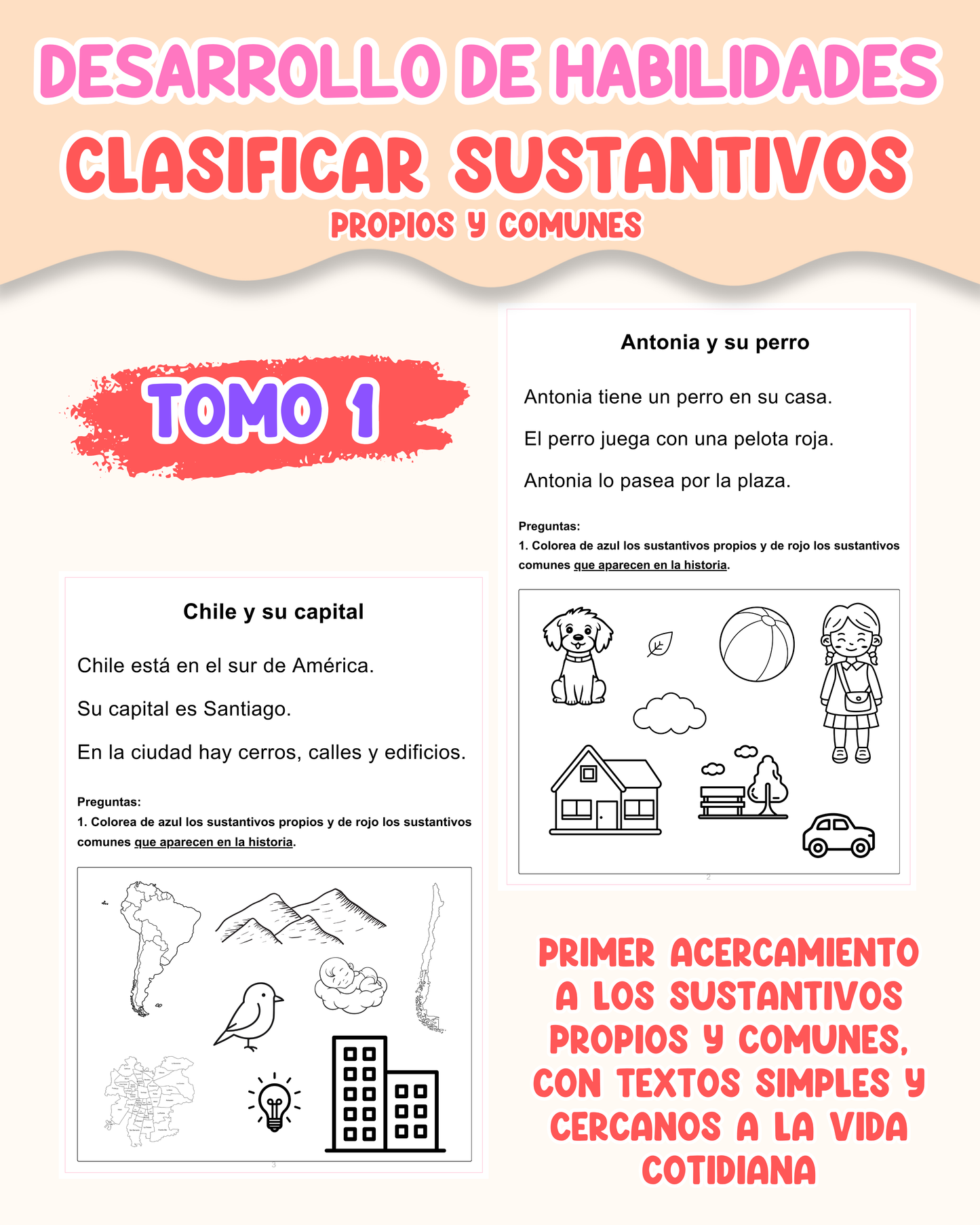 PACK Desarrollo de habilidades: Clasificar sustantivos propios y comunes