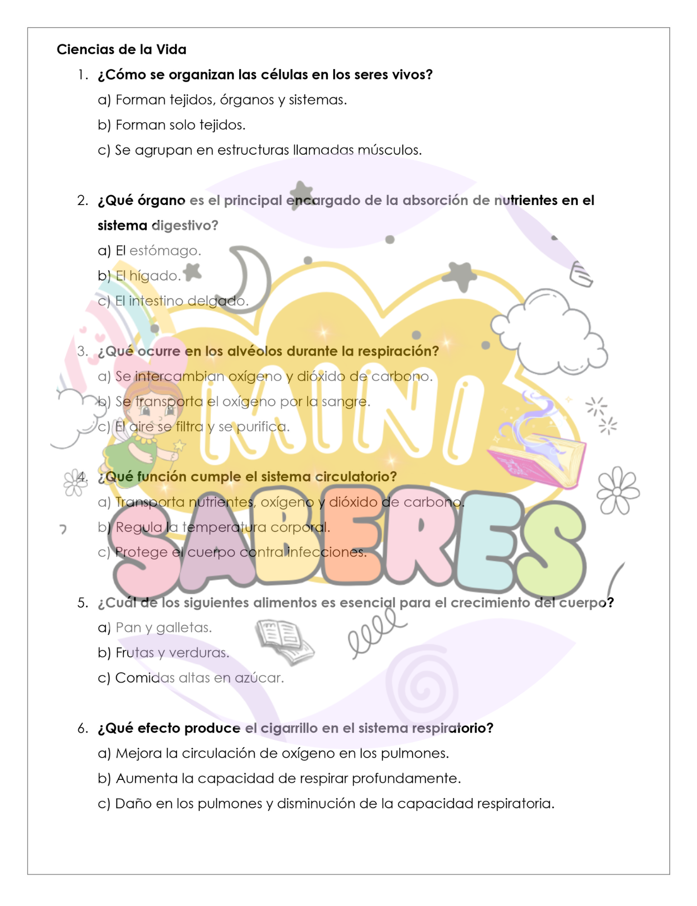 Evaluación Diagnóstica - Ciencias Naturales (CN) 6° básico