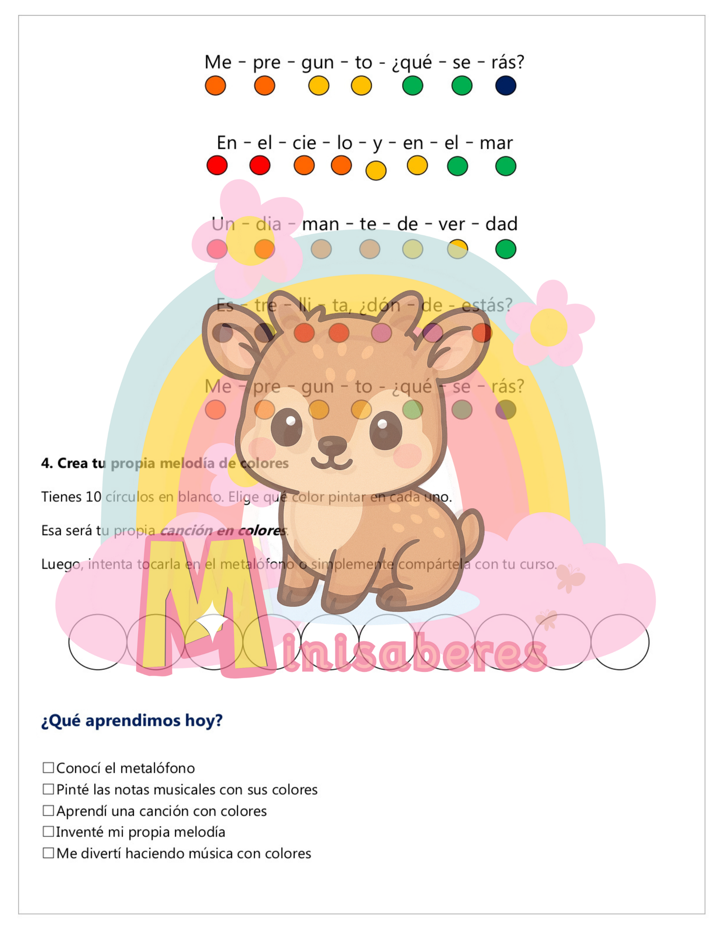 Guía "Pintando la música en colores" – Música 1° básico