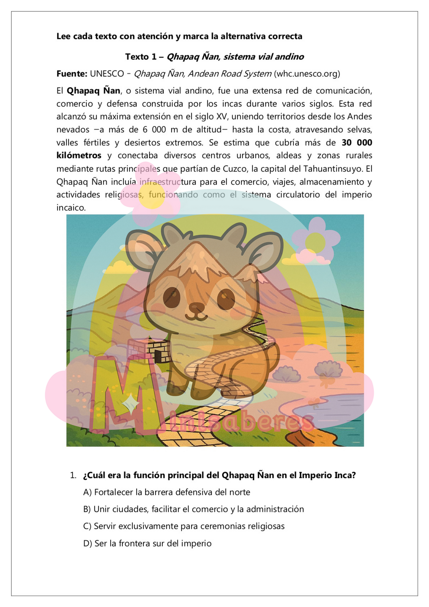 Ensayo SIMCE Historia 4° Básico – N°1