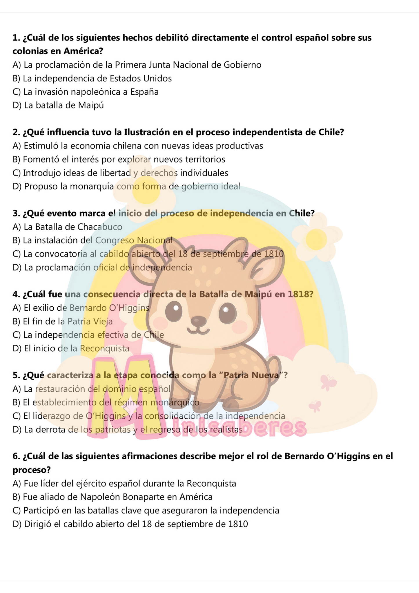 Ensayo SIMCE Historia 8° Básico – N°1