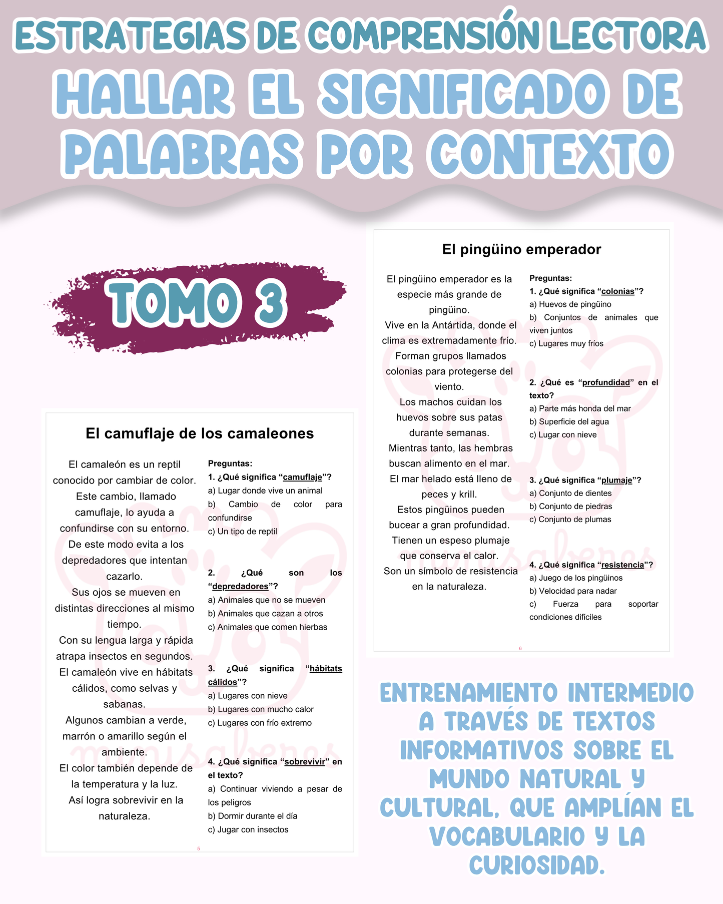 PACK Estrategias de comprensión lectora – Hallar el significado de palabras por contexto