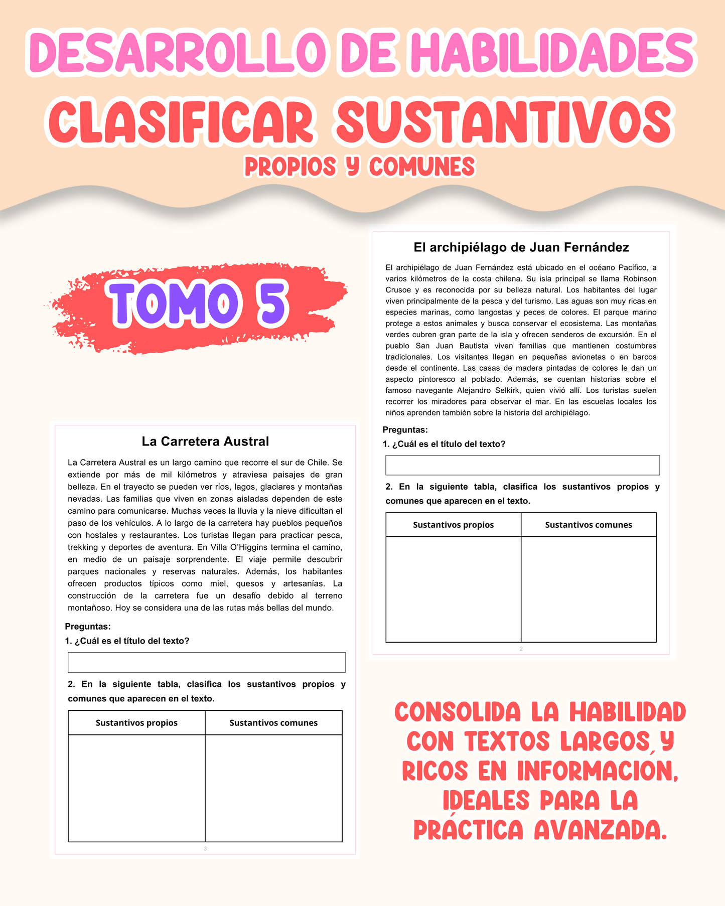 PACK Desarrollo de habilidades: Clasificar sustantivos propios y comunes