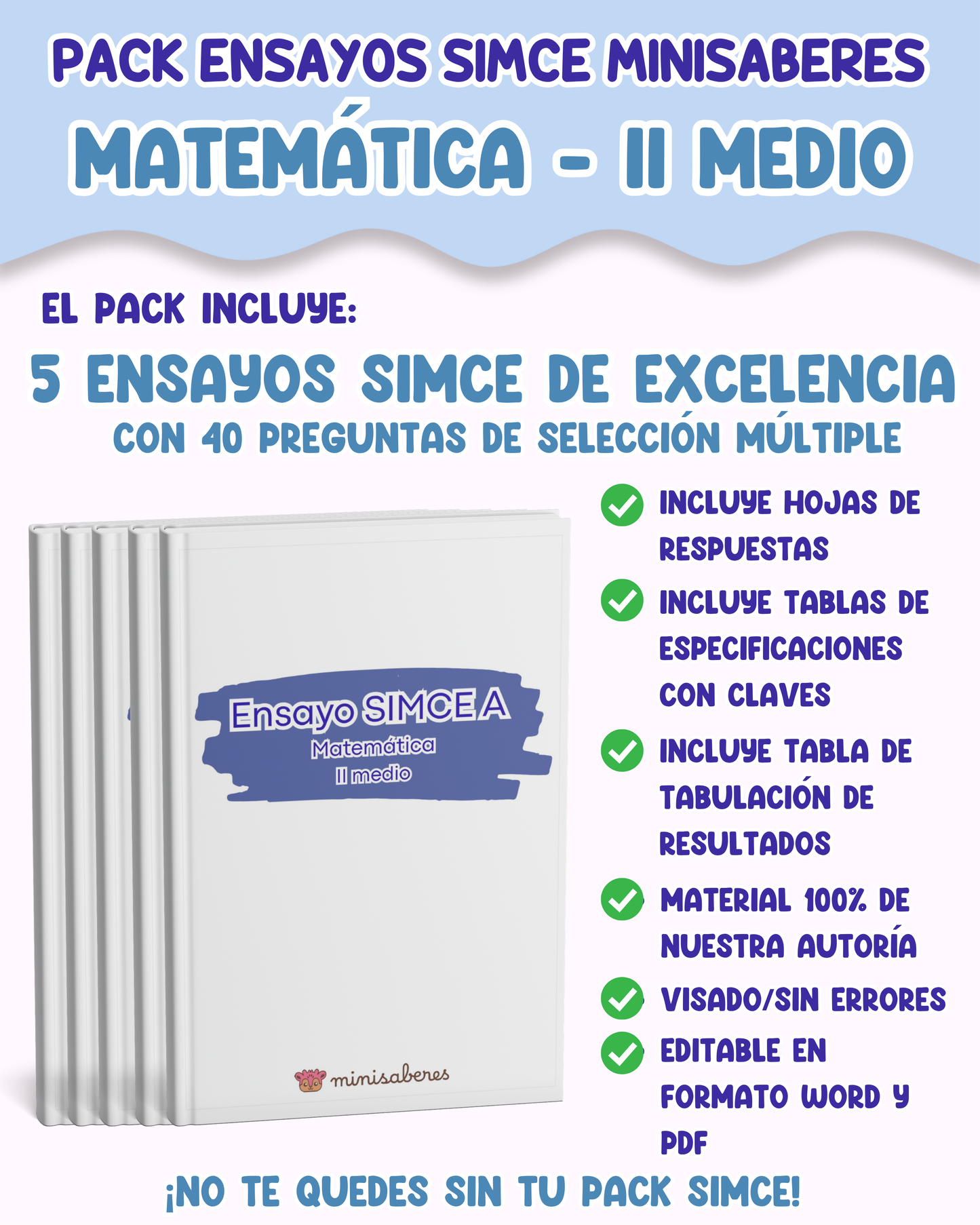 PACK ENSAYOS SIMCE - Matemática II medio