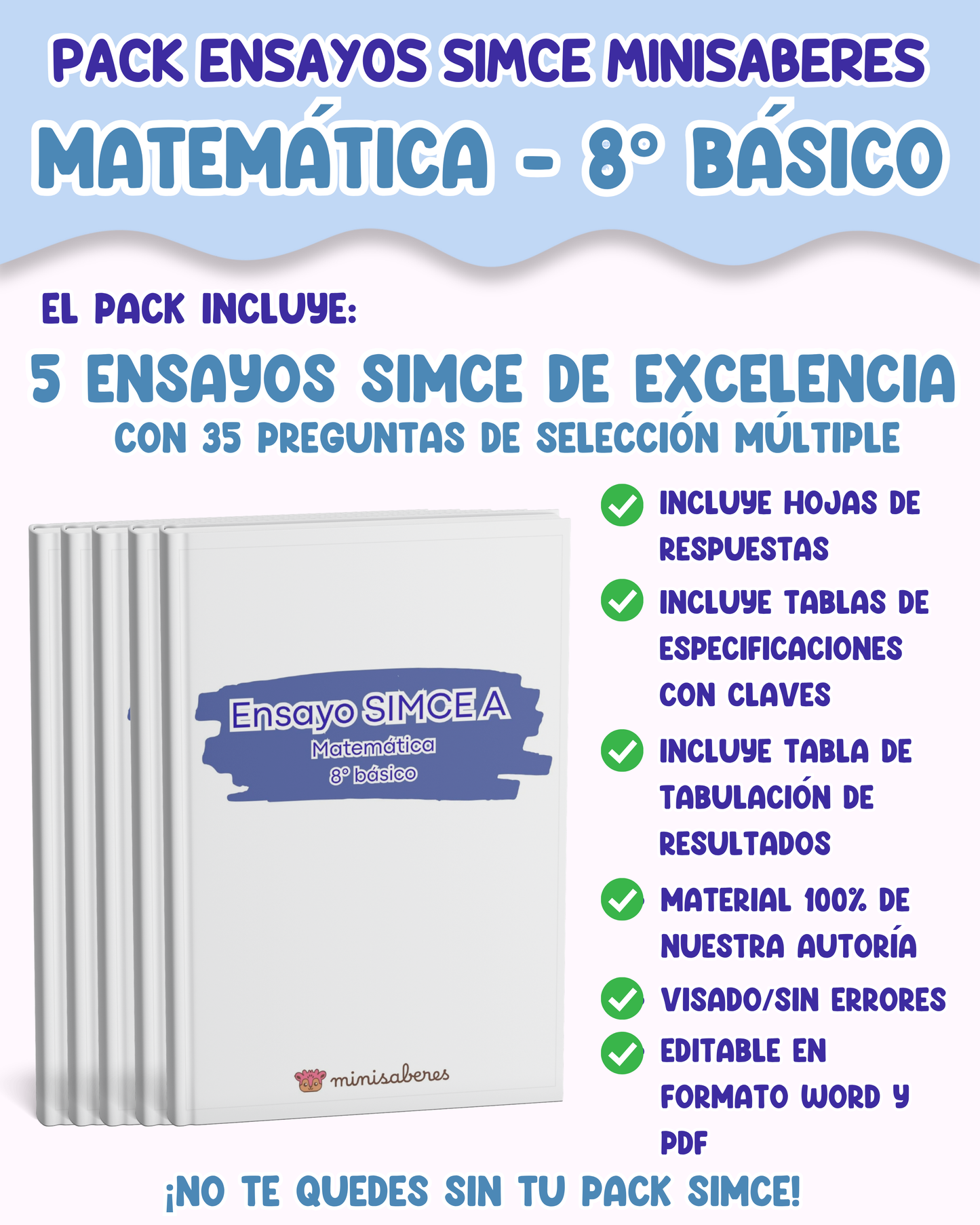 PACK ENSAYOS SIMCE - Matemática 8° básico
