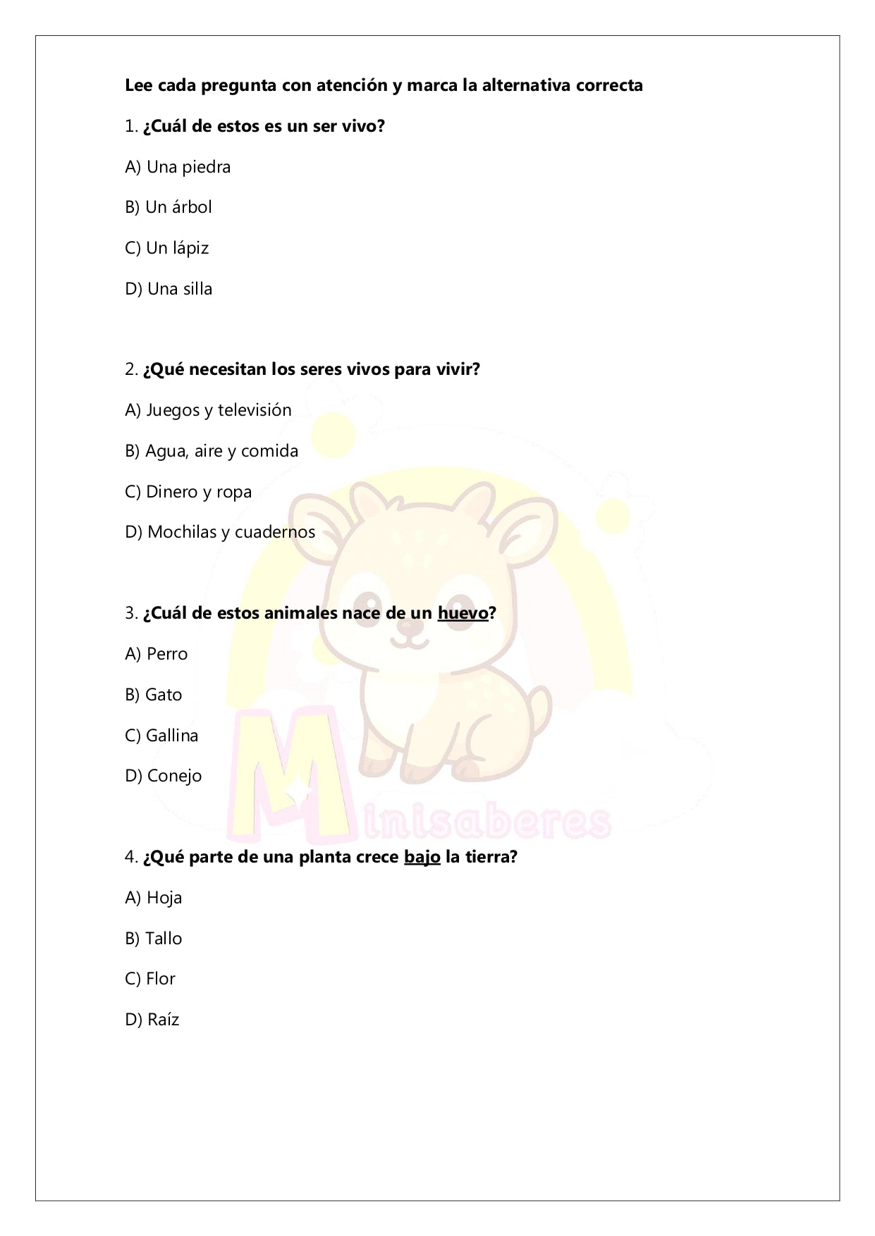 Ensayo SIMCE Ciencias 2° Básico – N°1