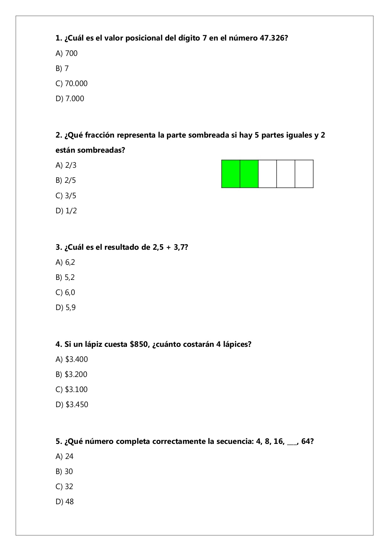 Ensayo SIMCE N°1 Matemática - 6° Básico