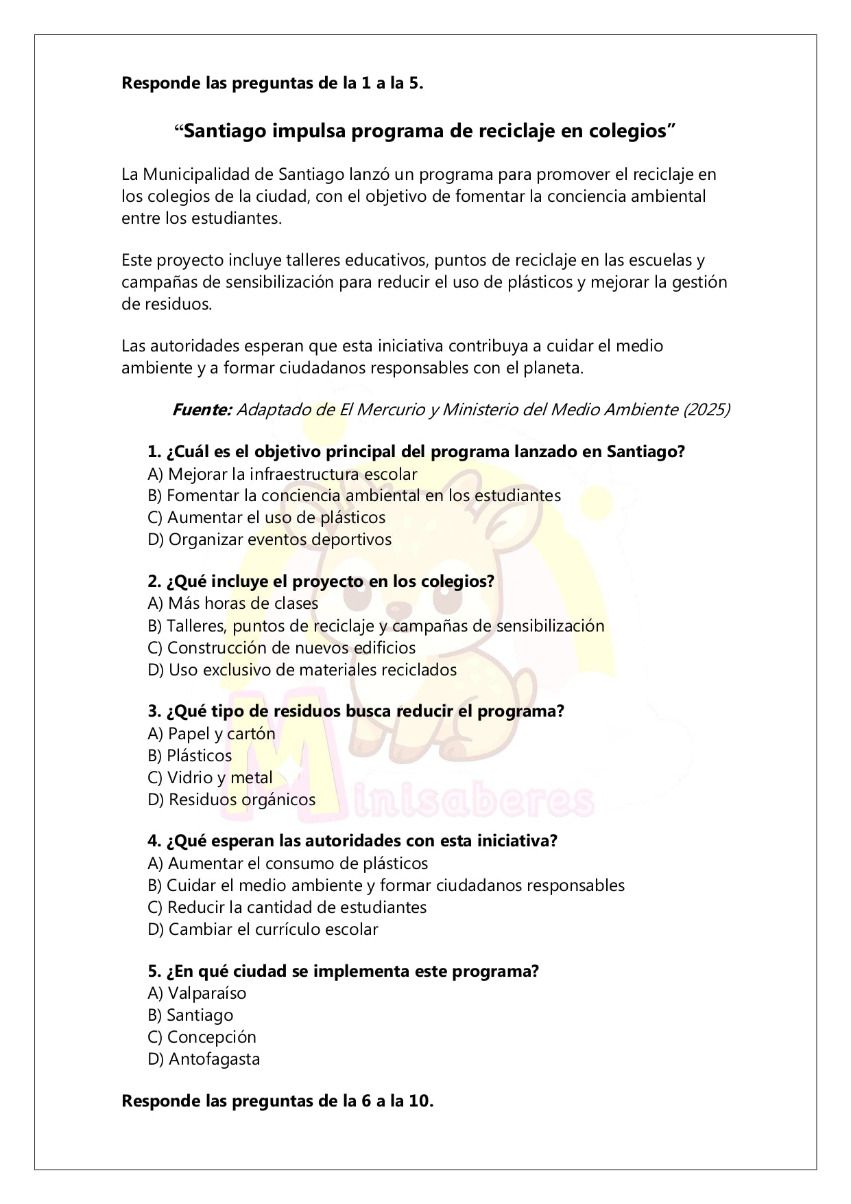 Ensayo SIMCE Lenguaje 8° Básico – N°10