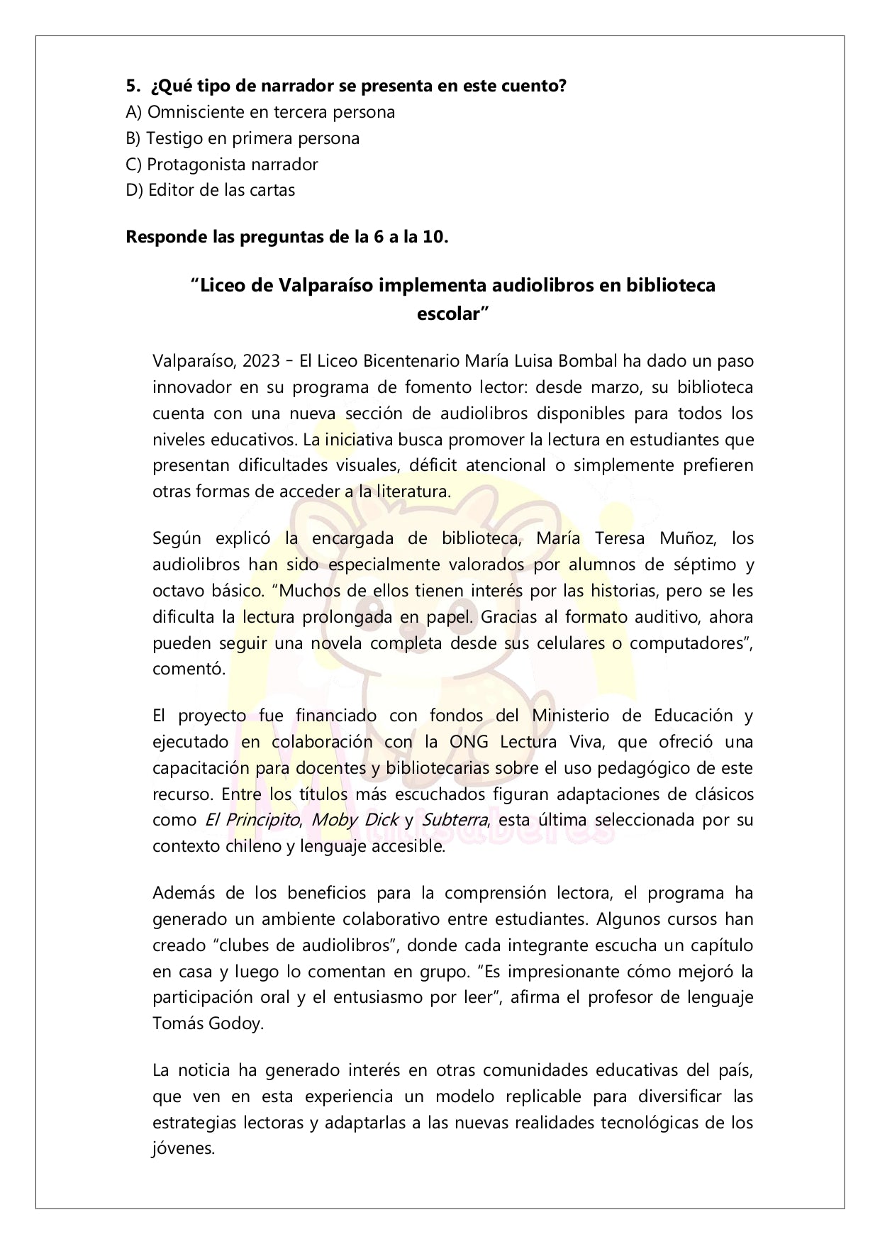 Ensayo SIMCE Lenguaje 8° Básico – N°3