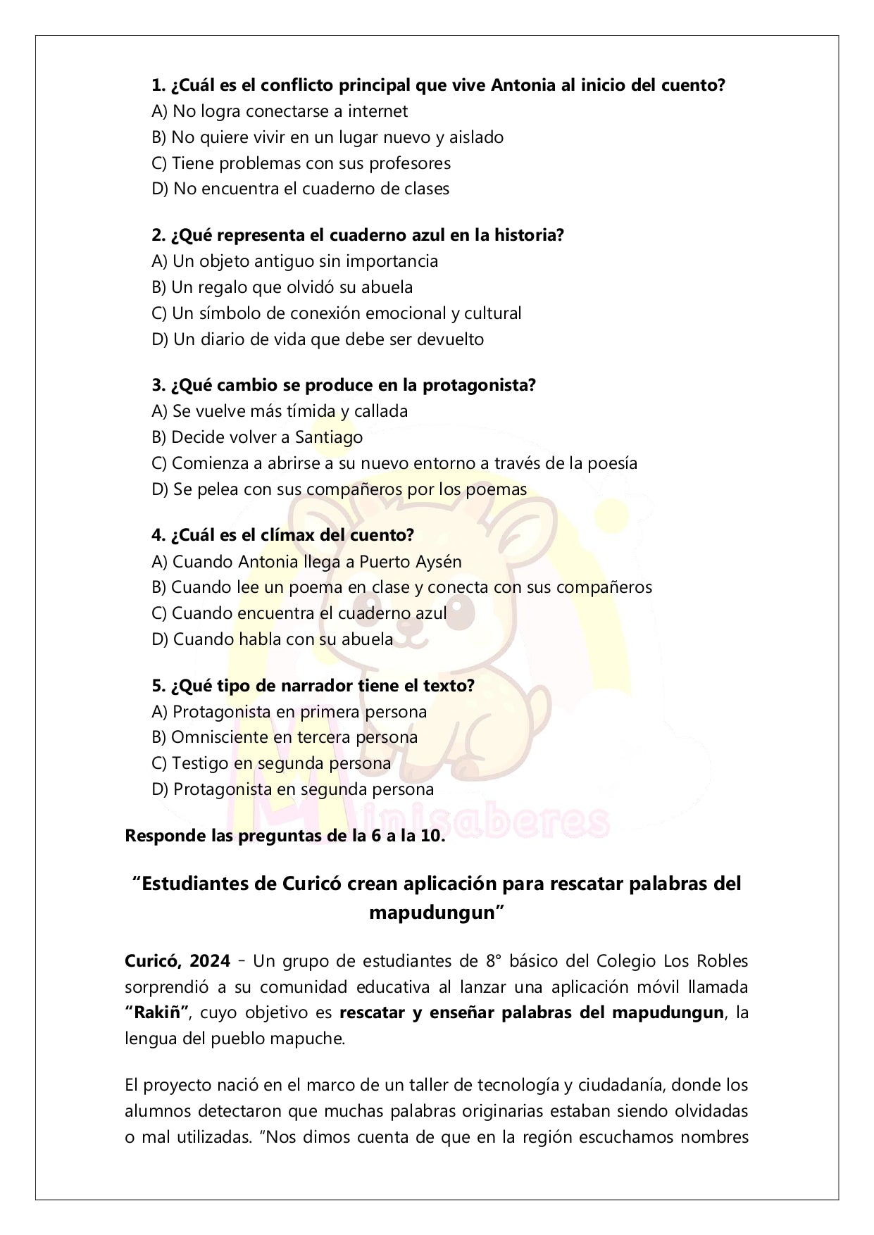 Ensayo SIMCE Lenguaje 8° Básico – N°4