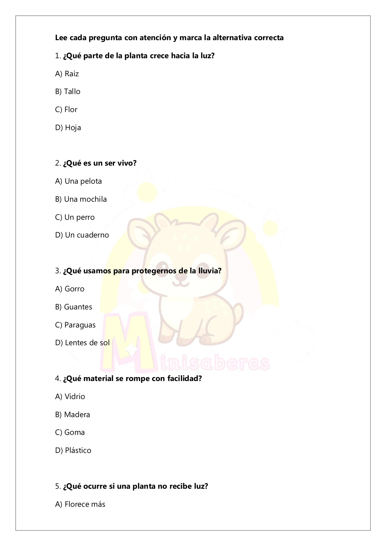Ensayo SIMCE Ciencias 2° Básico – N°5