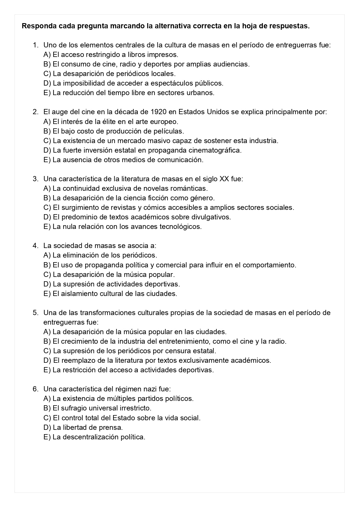 Ensayo SIMCE A - Historia II medio