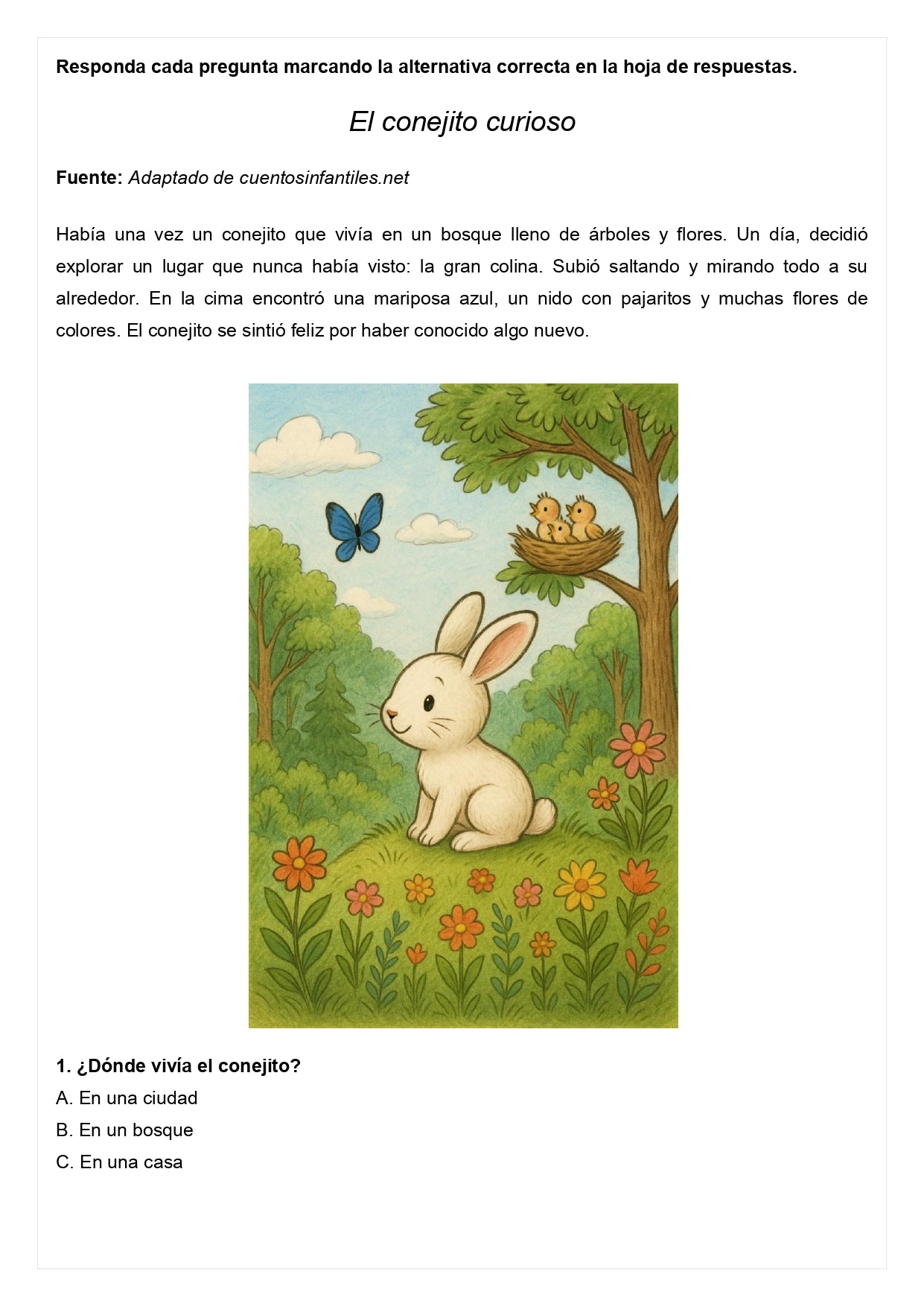 Ensayo SIMCE A - Lenguaje 2° básico