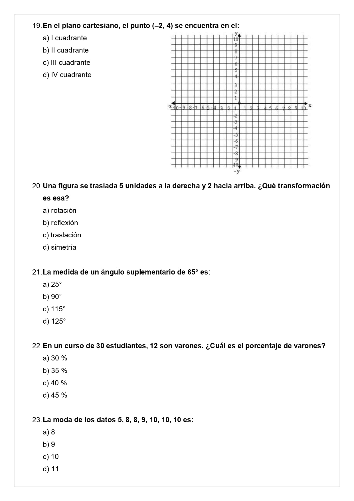 Ensayo SIMCE A - Matemática 8° básico