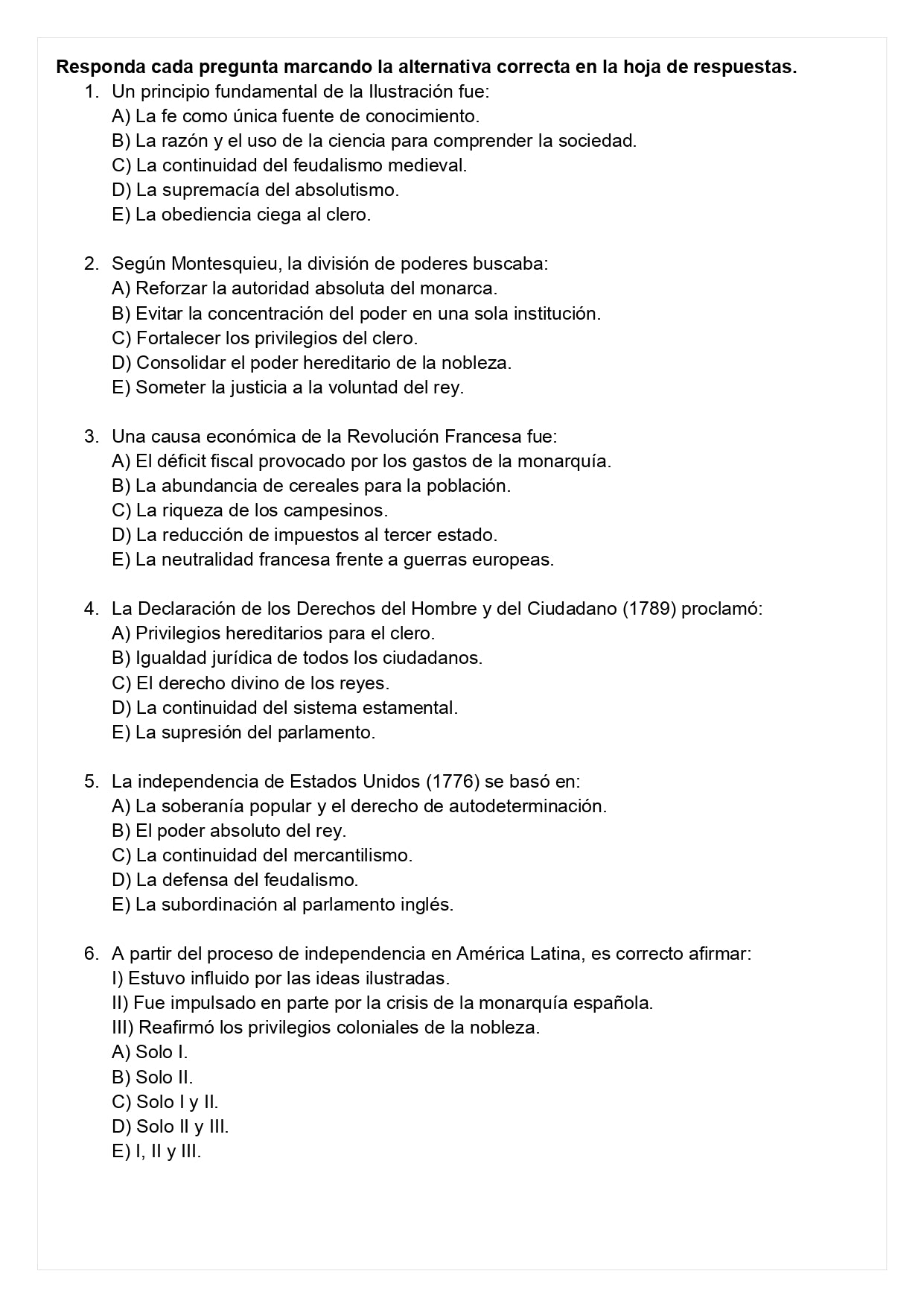 Ensayo SIMCE B - Historia II medio