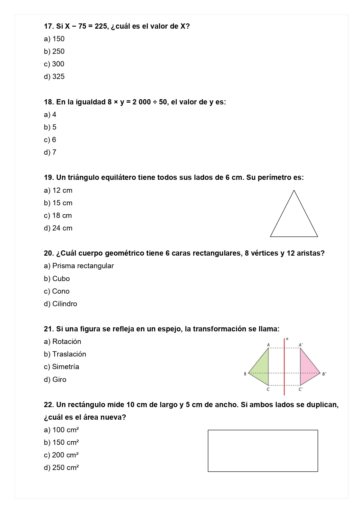 Ensayo SIMCE C - Matemática 4° básico