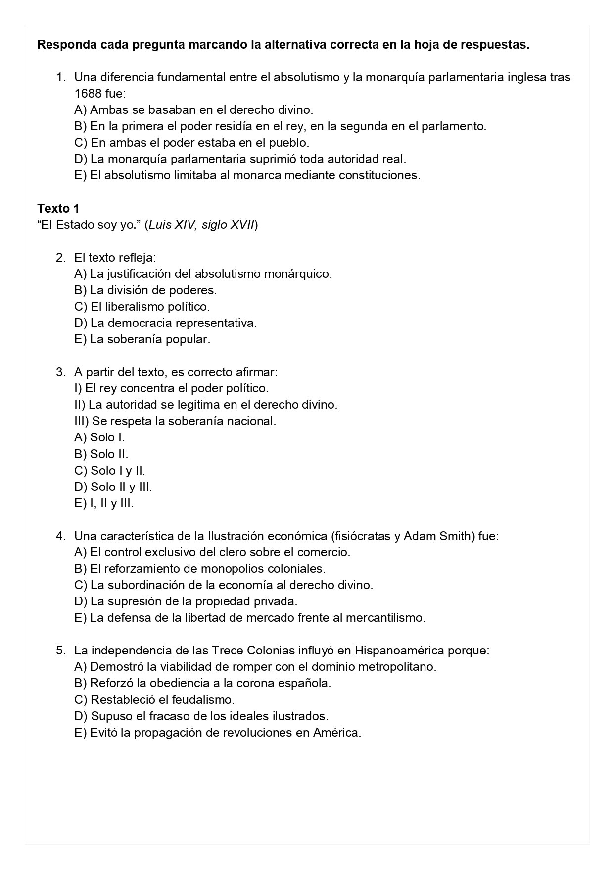 Ensayo SIMCE D - Historia II medio