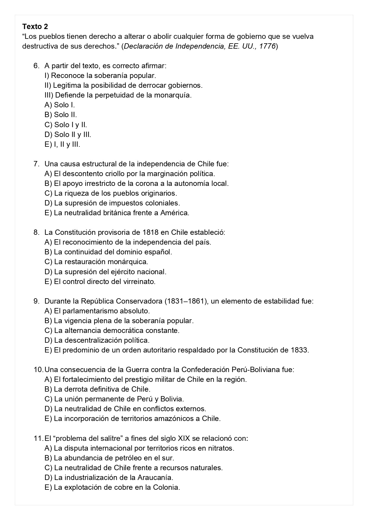 Ensayo SIMCE D - Historia II medio