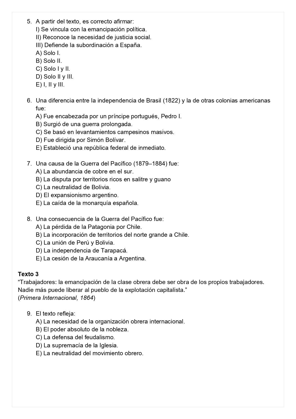 Ensayo SIMCE E - Historia II medio