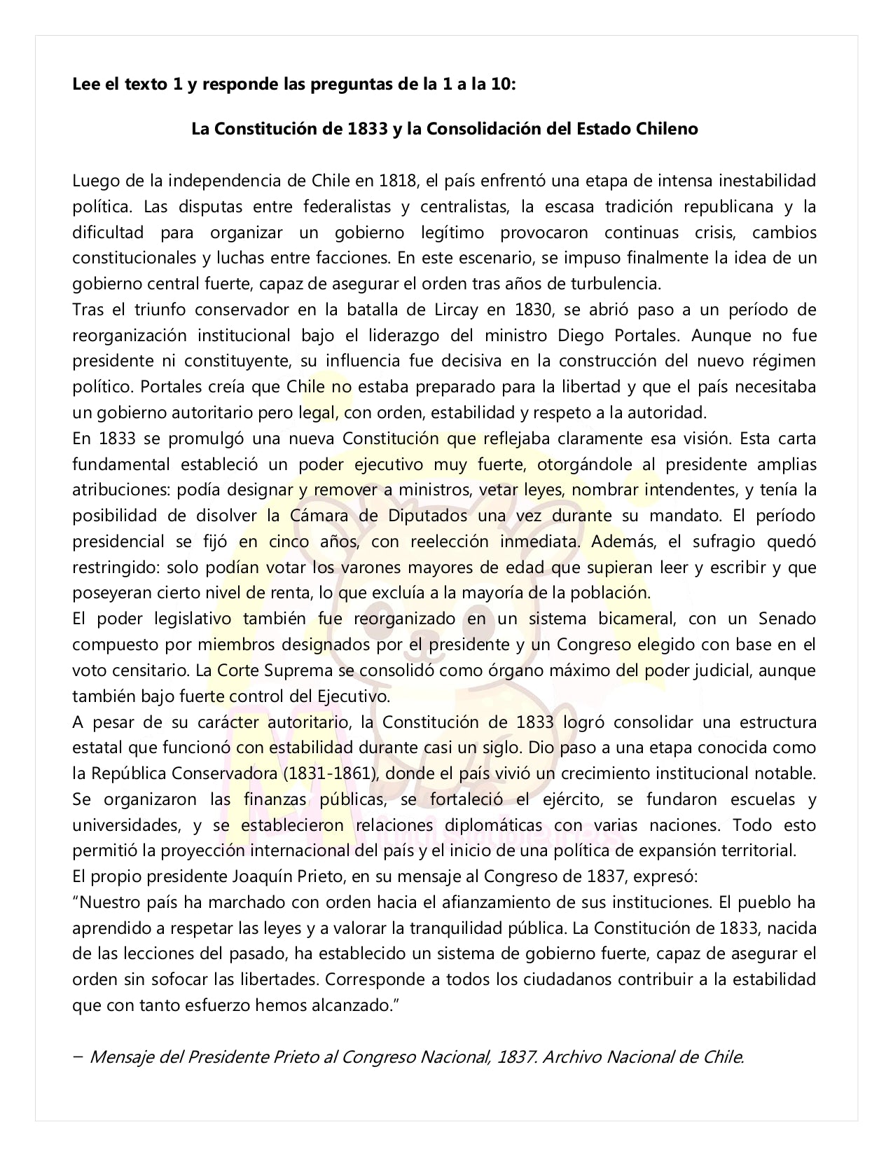 Ensayo SIMCE Historia 2° Medio – N°1