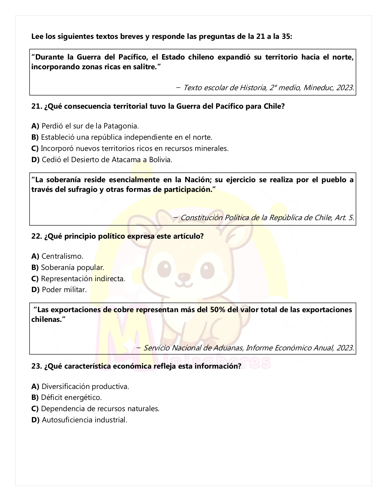 Ensayo SIMCE Historia 2° Medio – N°1