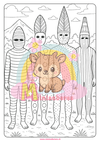 Libro para colorear - Pueblo Selk'nam