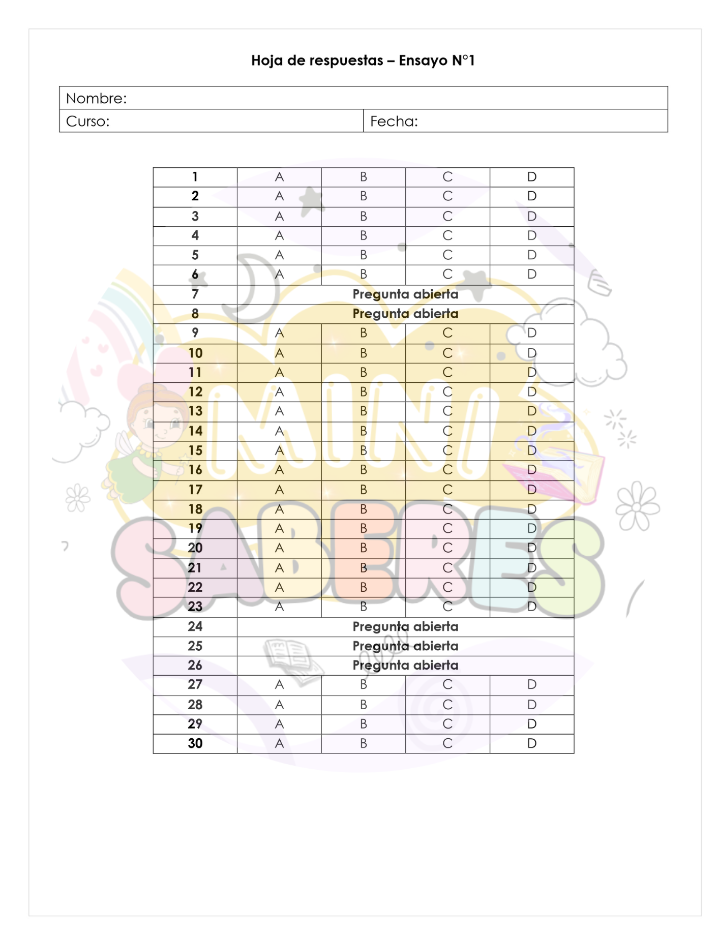 Ensayo SIMCE N1 - Lenguaje y Comunicación 4° básico
