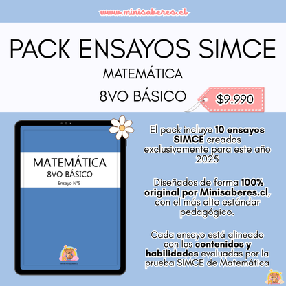PACK Ensayos SIMCE - Matemática 8° básico