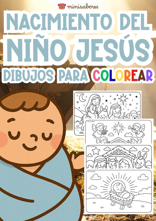 Dibujos para colorear del Nacimiento del niño Jesús – 10 diseños | Minisaberes