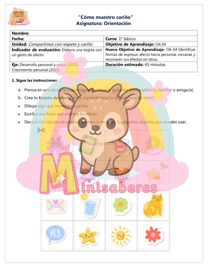 Guía N5 "Cómo muestro cariño" – Orientación 1° básico