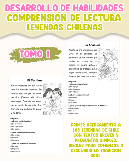 PACK Desarrollo de habilidades: comprensión de lectura leyendas chilenas