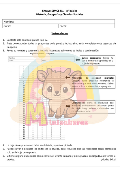 Ensayo SIMCE Historia 8° Básico – N°1