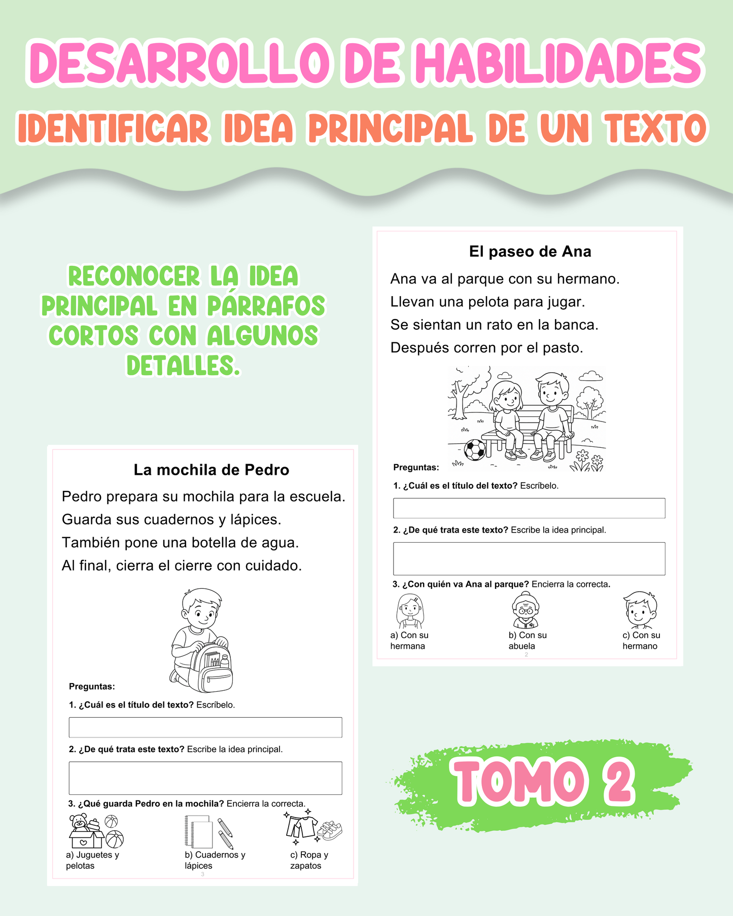 PACK Desarrollo de habilidades – Identificar la idea principal de un texto