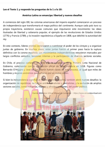 Ensayo SIMCE Historia 8° Básico – N°7