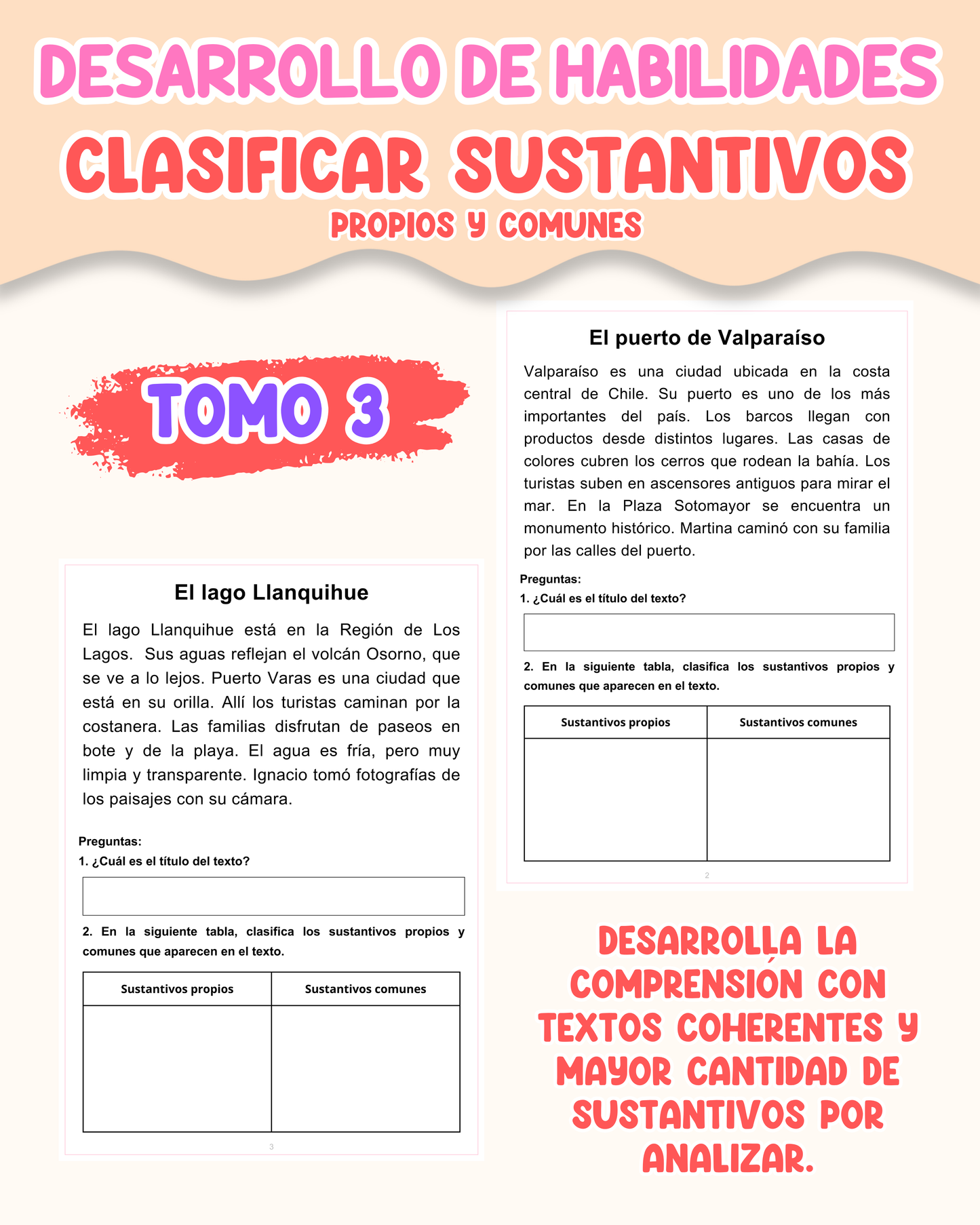 PACK Desarrollo de habilidades: Clasificar sustantivos propios y comunes