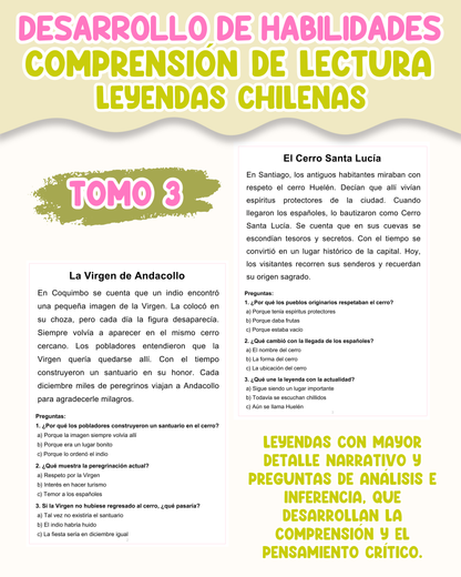 PACK Desarrollo de habilidades: comprensión de lectura leyendas chilenas