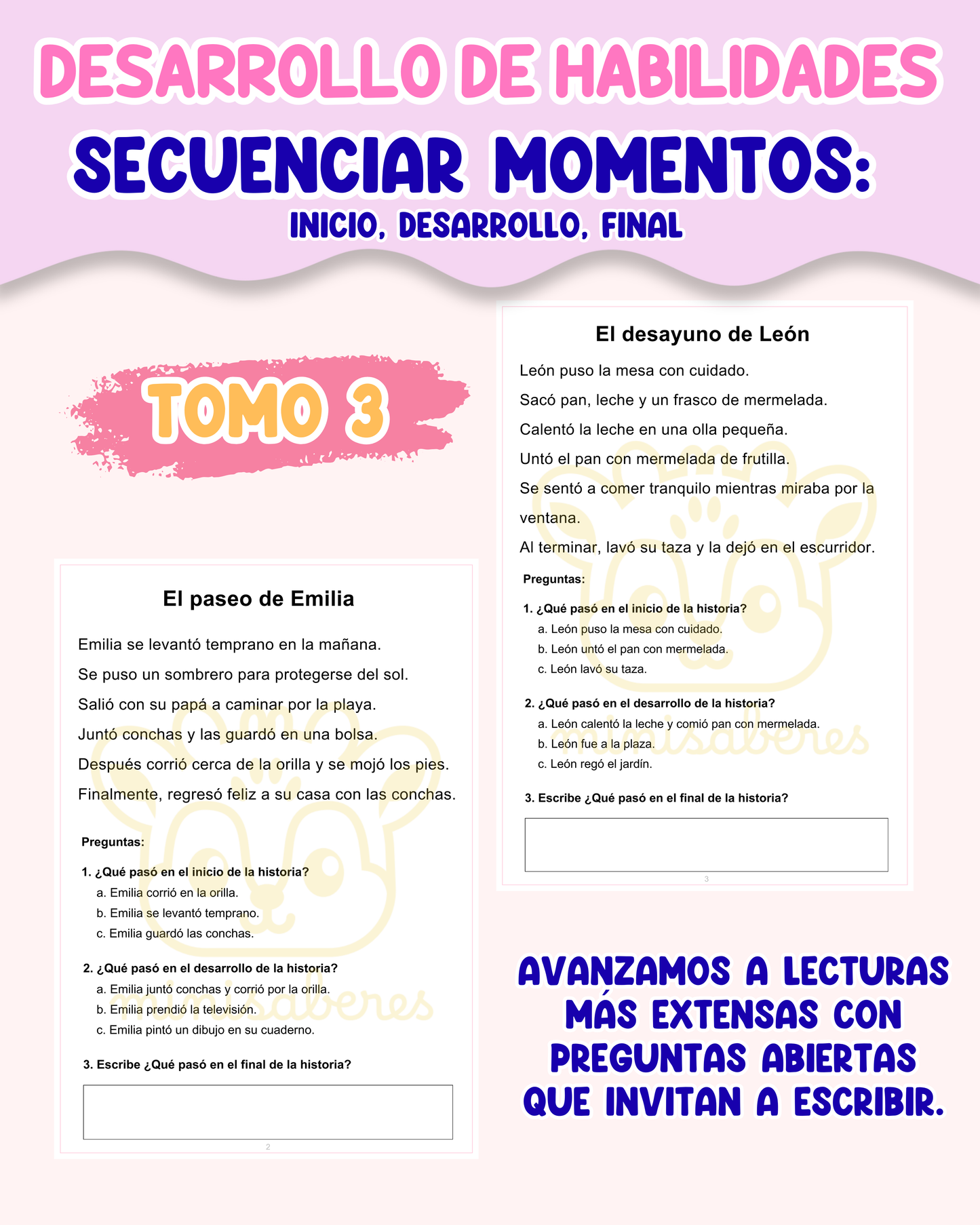 PACK Desarrollo de habilidades – Secuenciar momentos de un texto