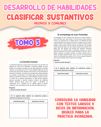 PACK Desarrollo de habilidades: Clasificar sustantivos propios y comunes