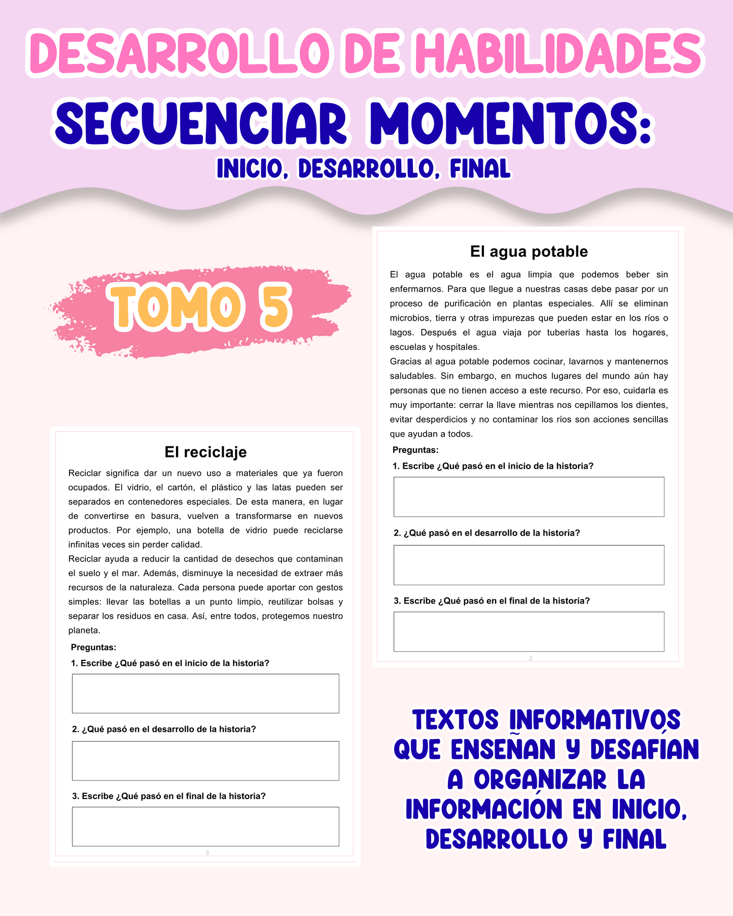 PACK Desarrollo de habilidades – Secuenciar momentos de un texto