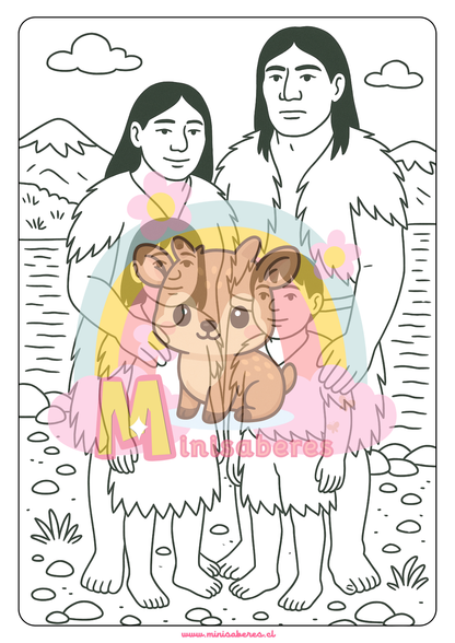 Libro para colorear - Pueblo Kawésqar
