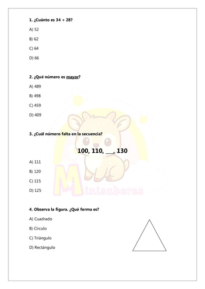 Ensayo SIMCE N°1 Matemática - 2° Básico