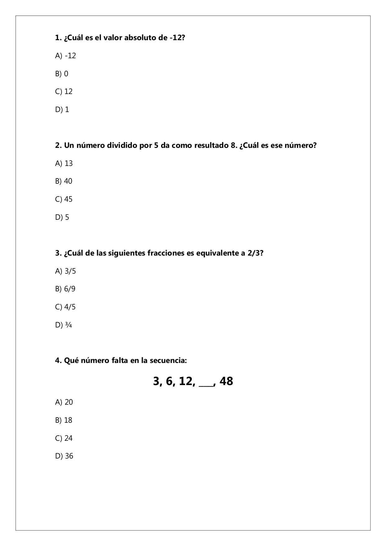 Ensayo SIMCE N°1 Matemática - 8° Básico