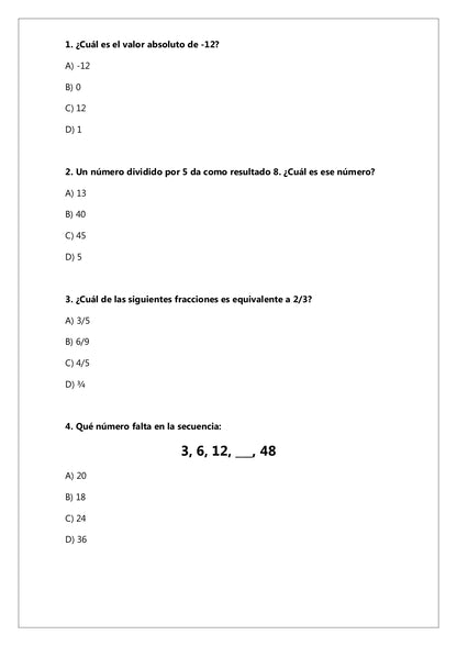 Ensayo SIMCE N°1 Matemática - 8° Básico