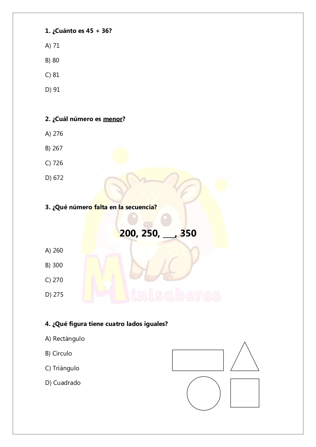 Ensayo SIMCE N°2 Matemática - 2° Básico