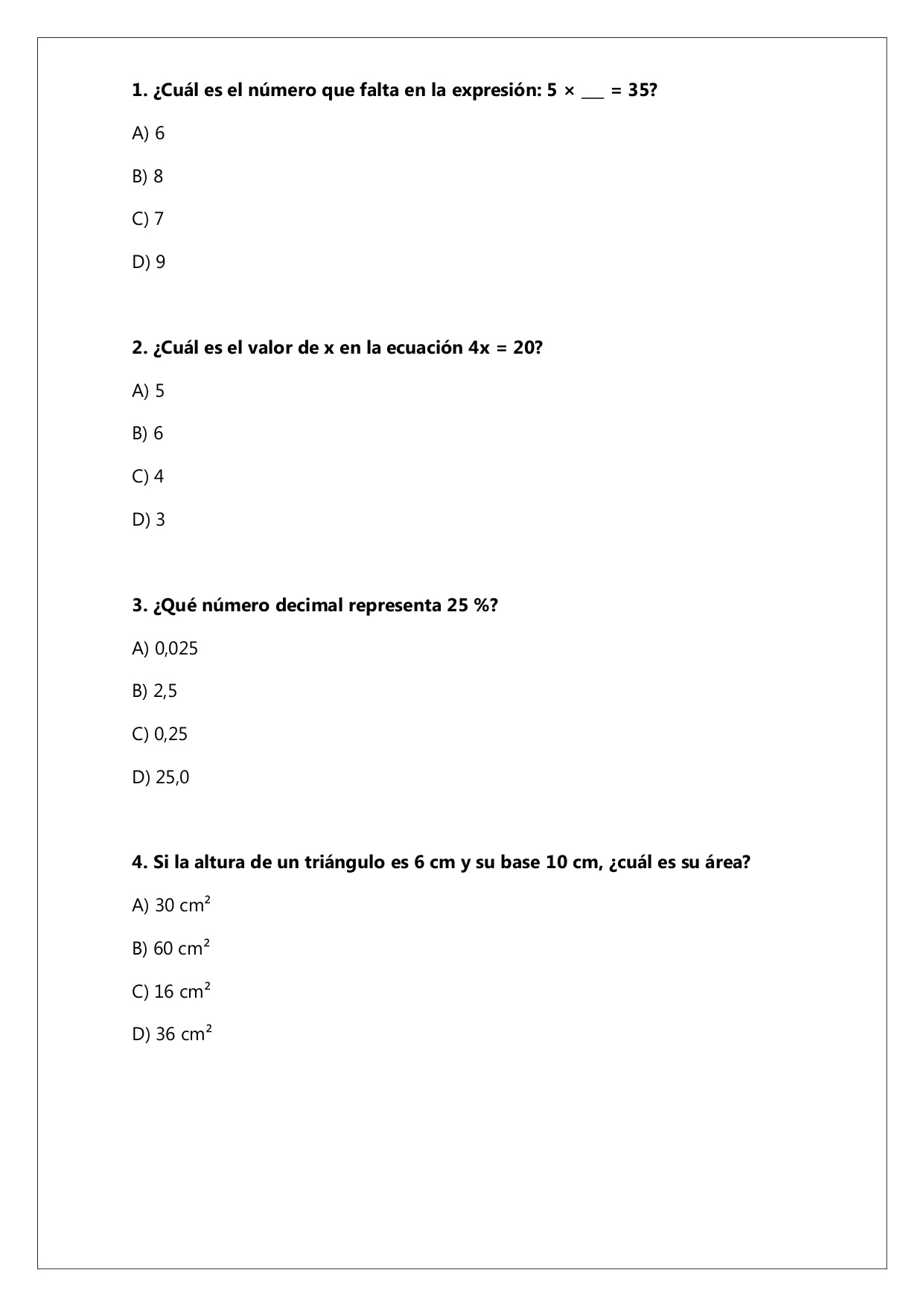 Ensayo SIMCE N°2 Matemática - 8° Básico
