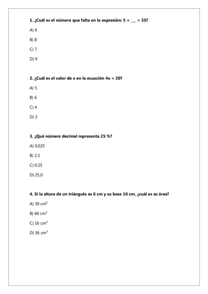 Ensayo SIMCE N°2 Matemática - 8° Básico