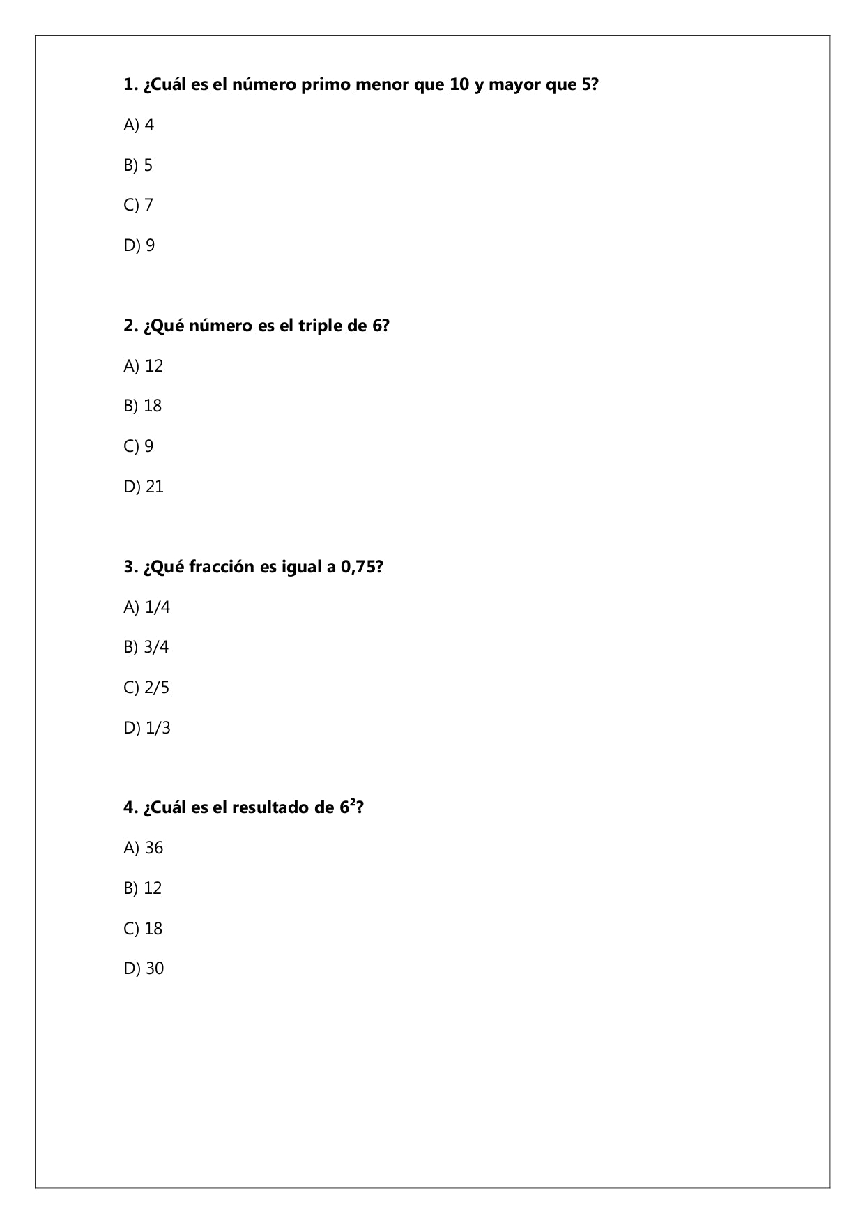 Ensayo SIMCE N°3 Matemática - 8° Básico