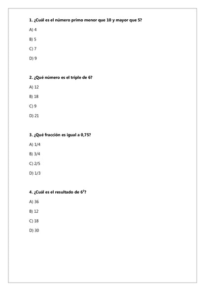Ensayo SIMCE N°3 Matemática - 8° Básico